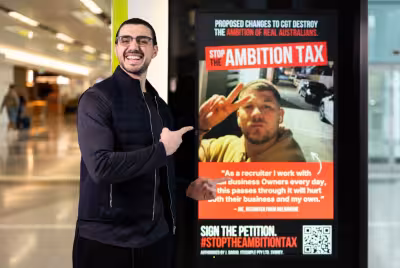 Mortgage Broker buys billboards at Canberra Airport to protest CGT changes