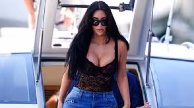 Lewis Hamilton Kim Kardashian: Kardashian returns to Monaco in backless off-white dress