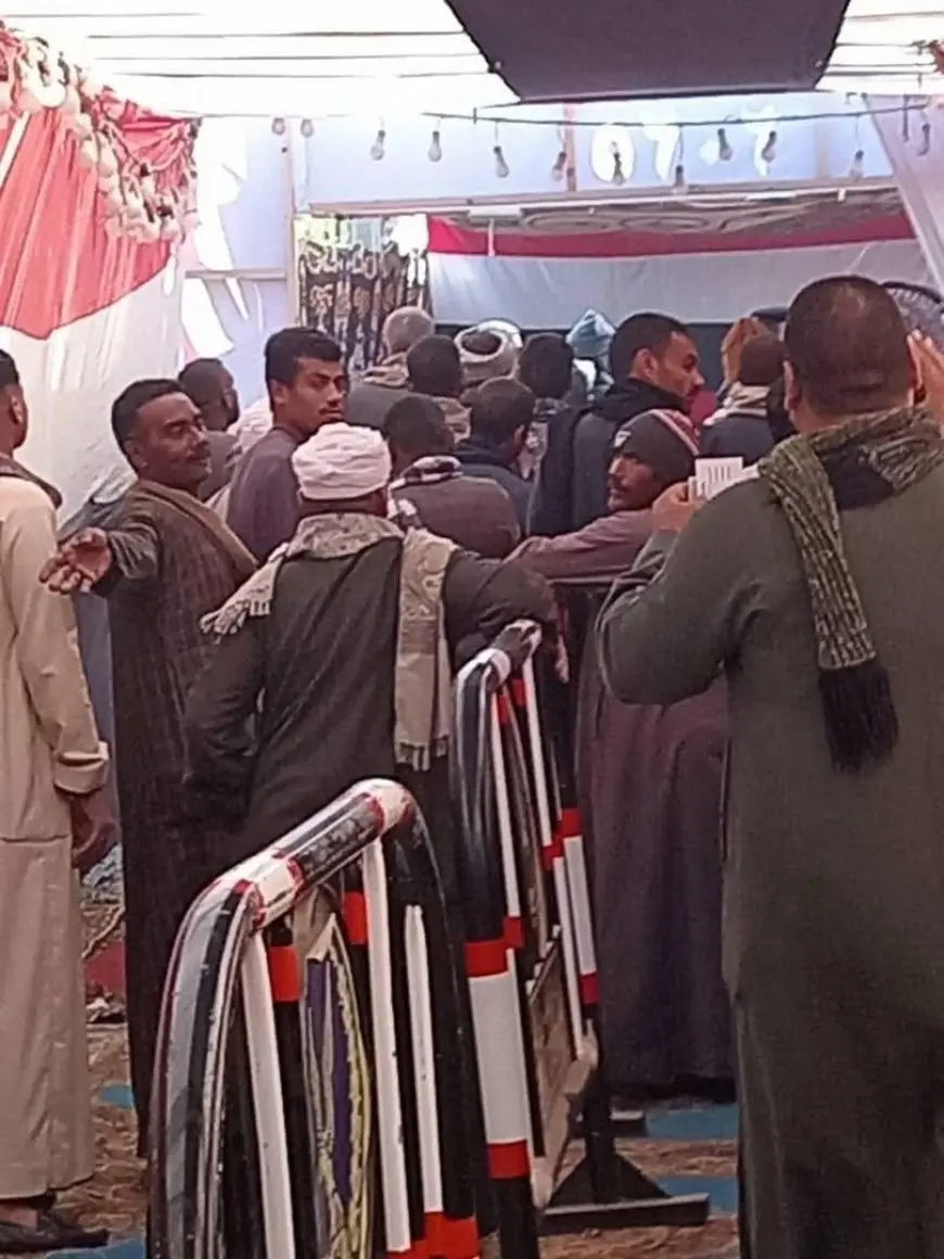 إقبال الناخبين على لجان الاقتراع في نجع حمادي بقنا للمشاركة في انتخابات مجلس النواب