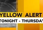 Yellow Alert Issued for Snow and Hazardous Roads on Thursday