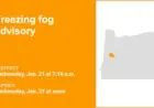 Lane County Warned of Freezing Fog: Visibility Dropping to 1/4 Mile
