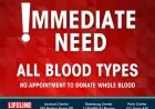 Lifeline Blood Services Urgently Seeks Donations of All Blood Types