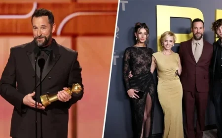 Noah Wyle Places Golden Globe Next to His Homemade ‘Best Dad’ Award
