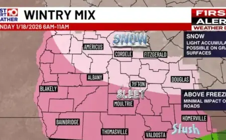 South Georgia Braces for Possible Wintry Mix Sunday Morning