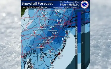 Snow Alerts Announced for 15 N.J. Counties Sunday; Up to 4 Inches Expected