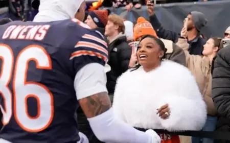 Simone Biles Cheers on Husband Jonathan Owens with Custom Jacket at NFL Playoff