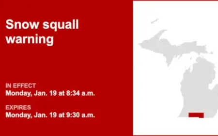 Snow Squall Warning Issued for Cass and St. Joseph Counties Monday Morning