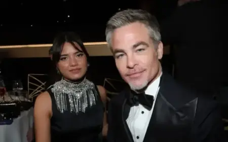 Chris Pine and Keana Sky Wenger Enjoy Rare Golden Globes Date Night