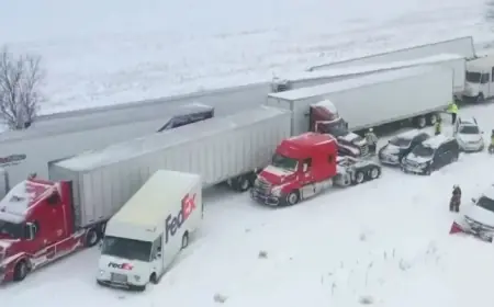 Michigan Interstate Sees Massive 100-Vehicle Pileup Amid Wintry Weather