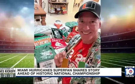 Hurricanes Superfan Flaunts Collection Ahead of National Championship Game