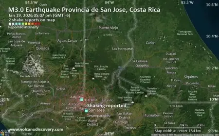 Possible Earthquake Shakes San Jose, Costa Rica Minutes Ago