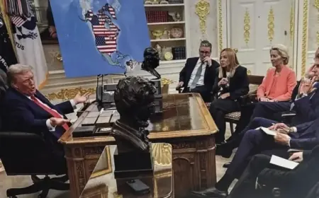 Trump Unveils New U.S. Map with Canada, Greenland; Meloni, Macron React