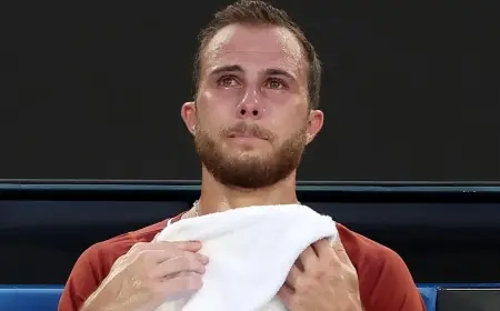 Australian Open: Hugo Gaston retires early against Jannik Sinner after distressing on-court setback