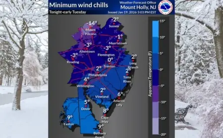 Arctic Blast to Bring Dangerous Wind Chills and Possible Snow to N.J. Tonight