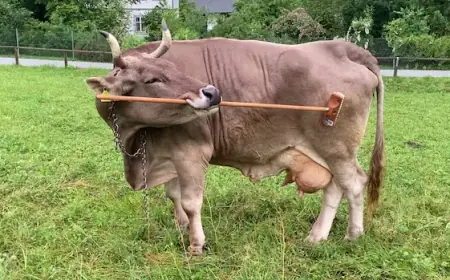 Veronika the Cow Masterfully Uses Her Scratching Broom