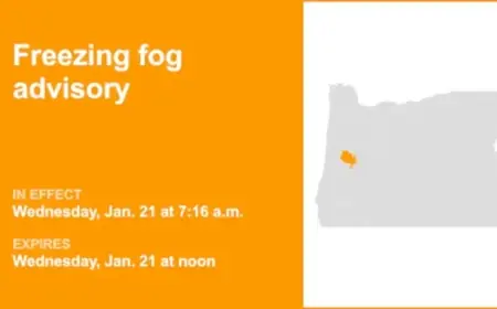 Lane County Warned of Freezing Fog: Visibility Dropping to 1/4 Mile
