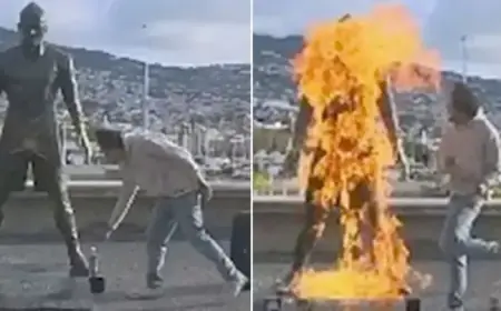 Man Sets Fire to Cristiano Ronaldo Statue in Portugal