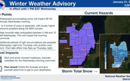 Detroit Winter Weather Advisory Persists: Check Timeline for Snow Arrival