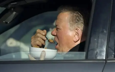 William Shatner Spotted Eating Cereal While Driving: Star Snaps Highlights