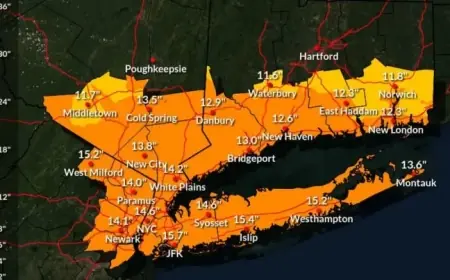 NYC Winter Storm: Sunday’s Expected Snowfall in Inches