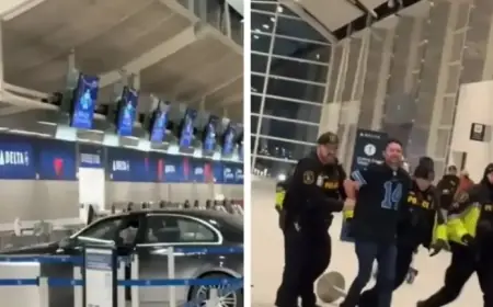 Car Crashes into Detroit Airport Terminal in Shocking Video