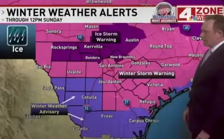 Freezing Rain and Sleet Hit South Central Texas Amid Dropping Temperatures