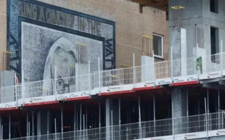 Glasgow City Centre Mural of Billy Connolly Concealed