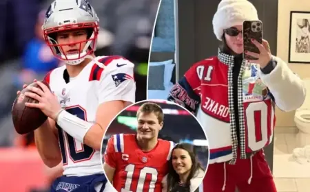 Drake Maye’s Wife Dons Custom Patriots Outfit for AFC Championship Game