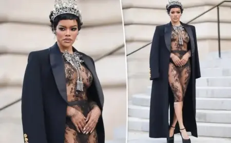 Teyana Taylor Dazzles in Lace and Pearls at Schiaparelli Couture Show