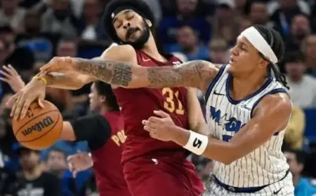 Jarrett Allen Fouls Paolo Banchero in Cavaliers vs. Magic Second Half Duel
