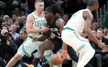 Celtics Triumph Over Trail Blazers 102-94; Pritchard Scores 23, Brown Adds 20