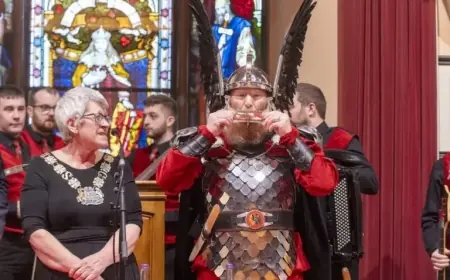 SIC Convener and Guizer Jarl Bring Humor to Up Helly Aa Reception