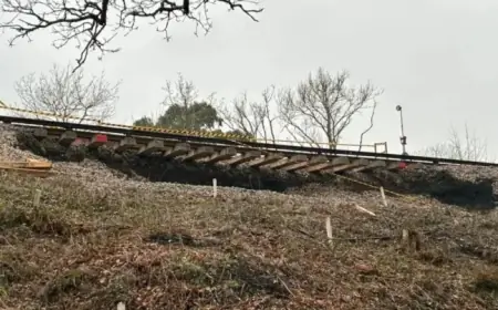 Landslip Chaos: Railway Track Suspended Mid-Air for Weeks
