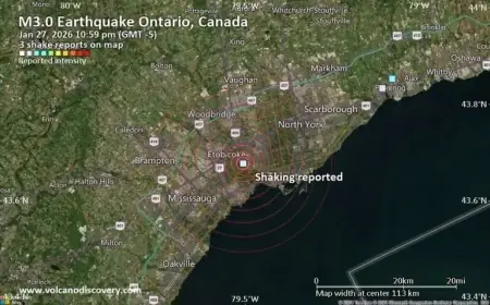 Possible Earthquake Detected Near Toronto, Ontario Minutes Ago