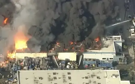 South El Monte Blaze Sends Smoke Miles Away