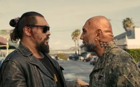 Dave Bautista, Jason Momoa, and Morena Baccarin collide in a new action-comedy moment as “David Bautista” searches surge again