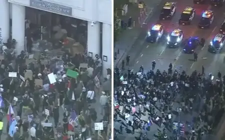 Protesters Clash with Police in Downtown LA Following ‘ICE Out’ Demonstration