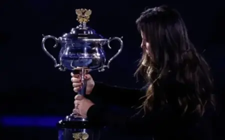 Jennifer Capriati Awards Trophy at Australian Open