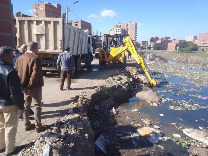 إزالة حيوانات نافقة من مصرف عزبة أحمد فوزي بالقناطر الخيرية لتحسين البيئة