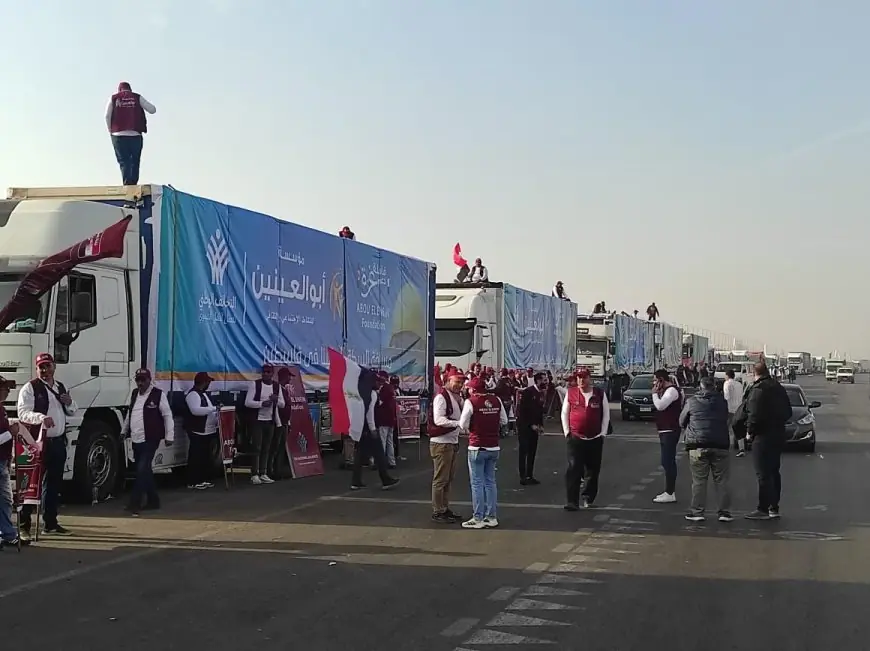 مؤسسة أبو العينين تدعم غزة بقافلة التحالف الوطني 13 بآلاف المساعدات الغذائية والإغاثية