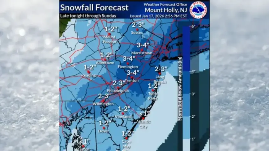 Snow Alerts Announced for 15 N.J. Counties Sunday; Up to 4 Inches Expected