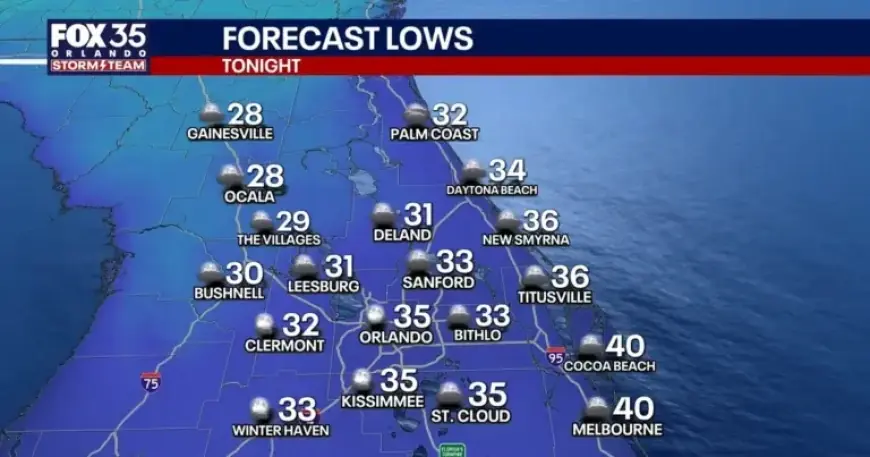 Cold Front Brings Rain Sunday, Freeze Threatens Orlando Early Monday