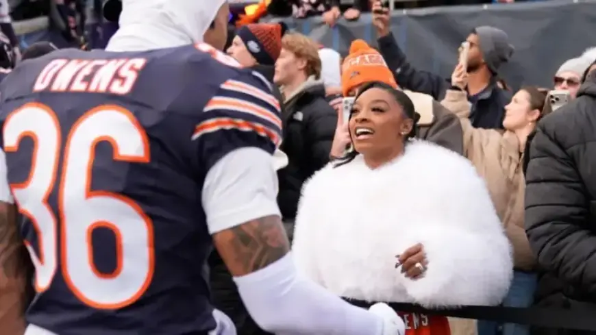 Simone Biles Cheers on Husband Jonathan Owens with Custom Jacket at NFL Playoff