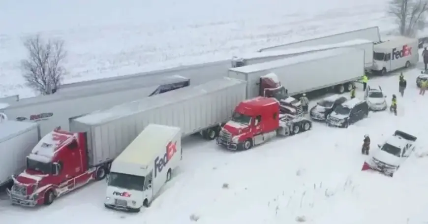 Michigan Interstate Sees Massive 100-Vehicle Pileup Amid Wintry Weather