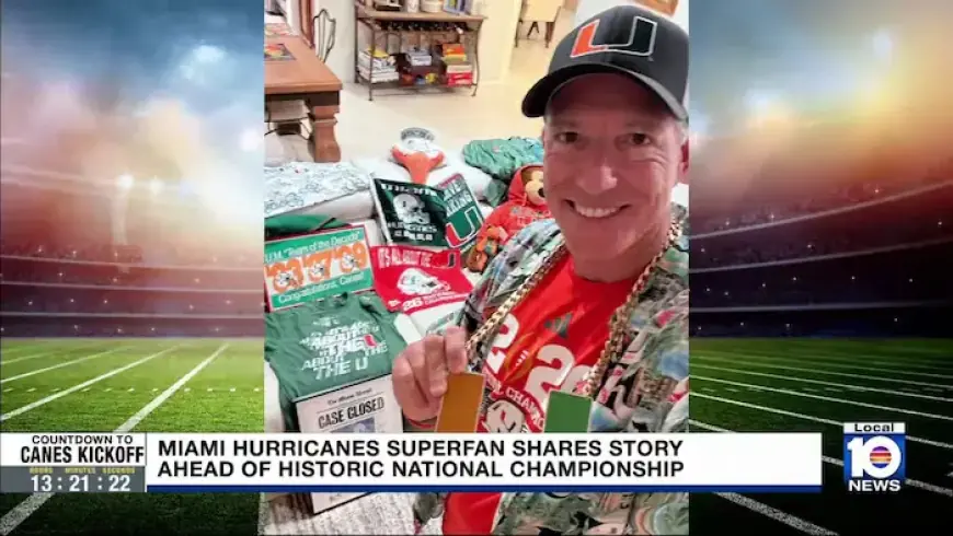 Hurricanes Superfan Flaunts Collection Ahead of National Championship Game