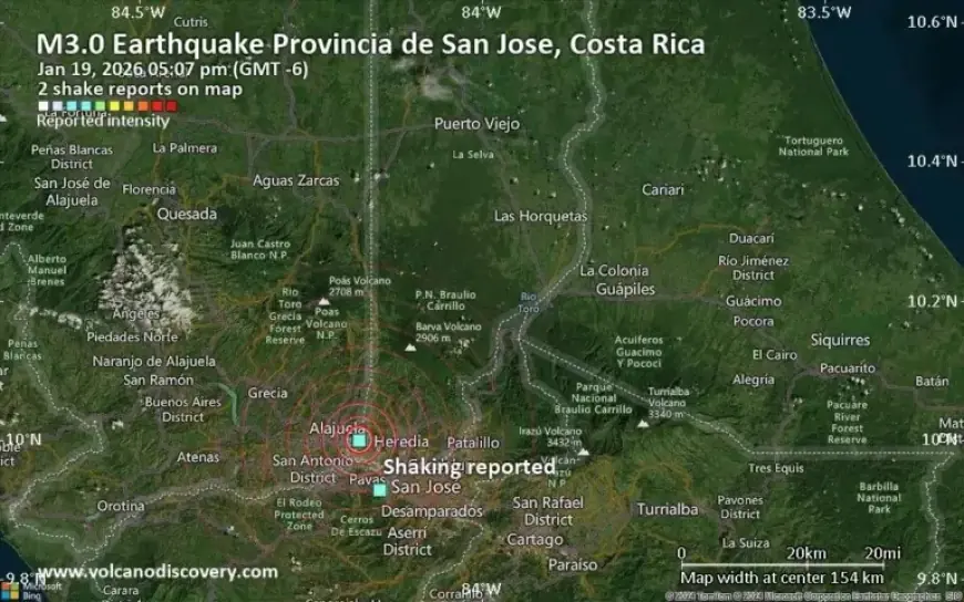 Possible Earthquake Shakes San Jose, Costa Rica Minutes Ago
