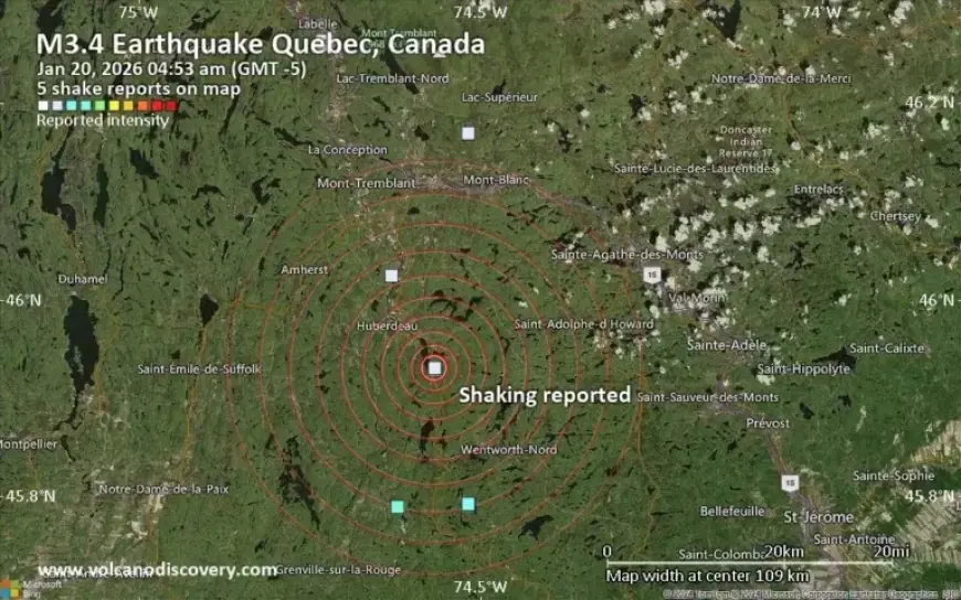 Possible Earthquake Detected Near Sainte-Agathe-des-Monts, Quebec