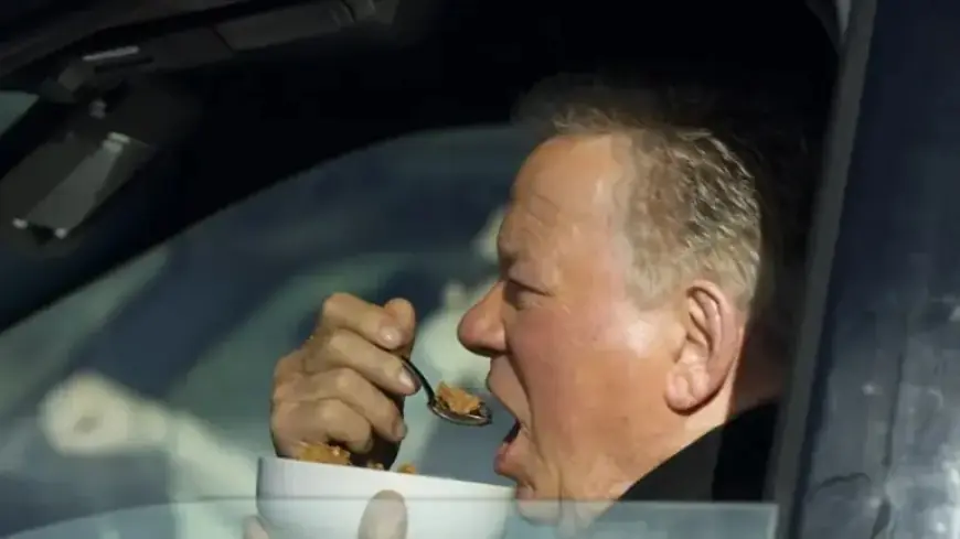 William Shatner Spotted Enjoying Cereal in Car at Traffic Light