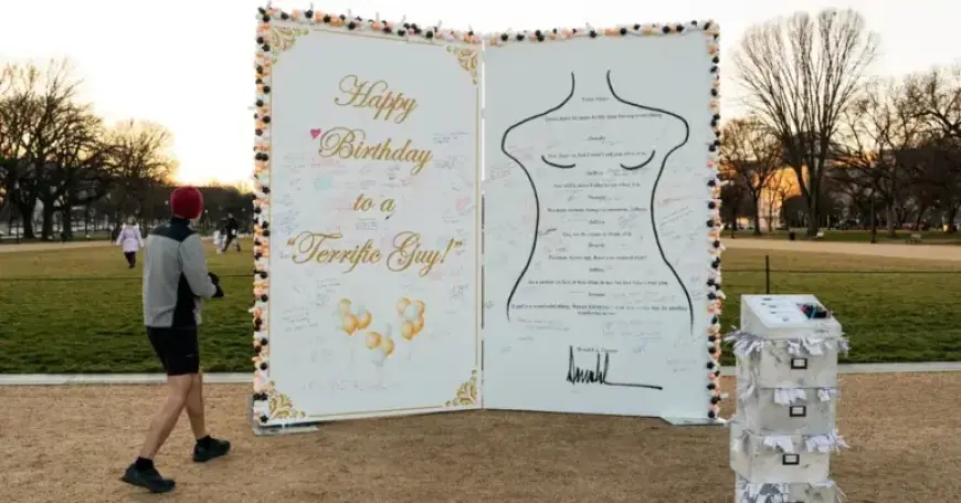 Replica of Trump to Epstein Birthday Card Displayed on National Mall