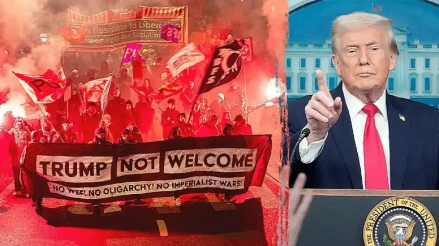 Protesters Burn Flags, Clash with Police Before Trump Arrives in Davos